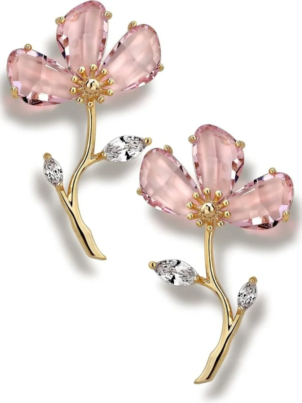 Stunning Crystal Flower Statement Drop Dangle Earrings for Women - Elegant